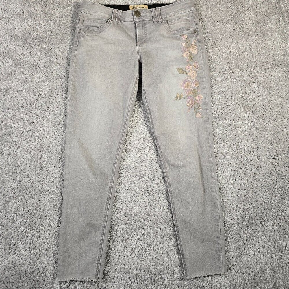 Democracy Womens Ab Technology Skinny Jeans Size 6 Stretch Raw Hem Embroidered